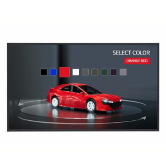 Promóciós kép egy LG touchscreen-ről, rajta egy makett autó fotó.