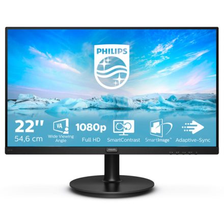 Asztali monitor, Philips VA monitor 21.5 221V8A, 1920x1080, 16:9, 250cd/m2, 4ms, VGA/HDMI, hangszóró