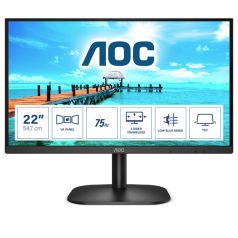   Asztali monitor, AOC VA monitor 21.5" 22B2H, 1920x1080, 16:9, 250cd/m2, 4ms, VGA/HDMI