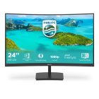 Asztali monitor, Philips Ívelt VA monitor 23.6 241E1SCA, 1920x1080, 16:9, 250cd/m2, 4ms, VGA/HDMI, hangszóró