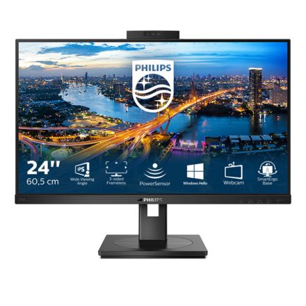 Asztali monitor, Philips IPS monitor 23.8 242B1H, 1920x1080, 16:9, 250cd/m2, 4ms, VGA/DVI-D/DP/HDMI/4xUSB, hangszóró&webWebkamera