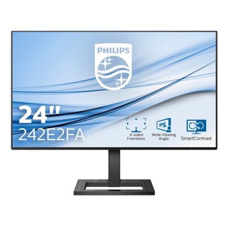 Asztali monitor, Philips IPS monitor 23.8" 242E2FA, 1920x1080, 16:9, 300 cd/m2, 1ms, VGA/DisplayPort/HDMI, hangszóró