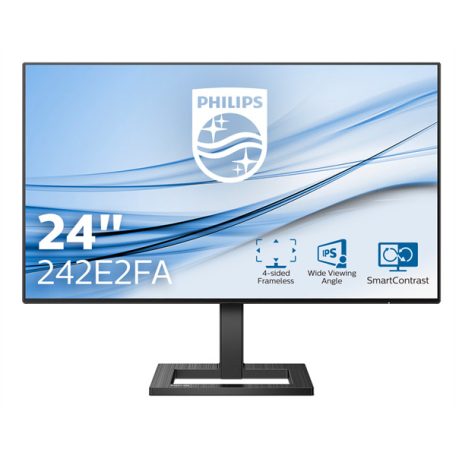 Asztali monitor, Philips IPS monitor 23.8" 242E2FA, 1920x1080, 16:9, 300 cd/m2, 1ms, VGA/DisplayPort/HDMI, hangszóró