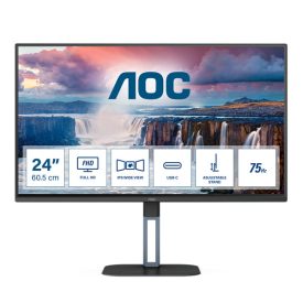   Asztali monitor, AOC IPS monitor 24" 24V5C/BK, 1920x1080, 16:9, 300cd/m2, 1ms, HDMI/DisplayPort/USB-C/4xUSB, Pivot, hangszóró