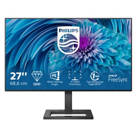 Asztali monitor, Philips IPS monitor 27 275E2FAE, 2560x1440, 16:9, 350cd/m2, 1ms, DisplayPort/2xHDMI, hangszóró