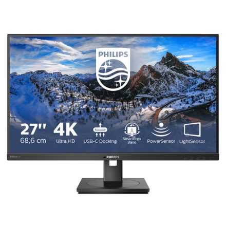 Asztali monitor, Philips IPS monitor 27 279P1, 3840x2160, 16:9, 350cd/m2, 4ms, USB-C(+dokkoló)/4xUSB/LAN/DP/2xHDMI, hangszóró
