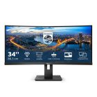 Asztali monitor, Philips Ívelt VA monitor 34 346B1C, 3440x1440, 21:9, 300cd/m2, 4ms, USB-C/USB-B/4xUSB/HDCP/LAN/DP/HDMI, hangsz.