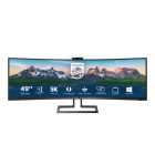 Asztali monitor, Philips Ívelt monitor 49 499P9H, 5120x1440, 32:9, 450cd/m2, 5ms, USB-C(+dokkoló)/3xUS/LAN/DP/2xHDMI, hangszóró/webkam