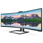 Asztali monitor, Philips Ívelt monitor 49 499P9H, 5120x1440, 32:9, 450cd/m2, 5ms, USB-C(+dokkoló)/3xUS/LAN/DP/2xHDMI, hangszóró/webkam