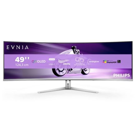 Asztali monitor, Philips EVNIA ívelt OLED monitor 49, 49M2C8900/00 5120x1440, 32:9, 0,03ms, 1.000 cd/m2, HDMIx2/DP/USBx4/USB-C (90W)