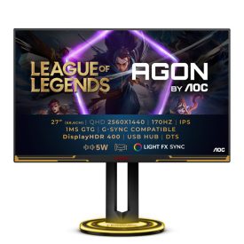   Asztali monitor, AOC Gaming 170Hz IPS monitor 27" AG275QXL, 2560x1440, 16:9, 400cd/m2, 1ms, 2xHDMI/2xDisplayPort/4xUSB, Pivot, hangszóró
