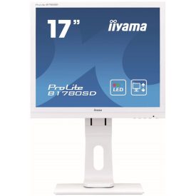   Asztali monitor, Iiyama Prolite monitor, 17", 1280x1024, 5:4, 250cd, 5ms, DVI/VGA, Hangszóró, Fehér, pivot,állítható mag., dönthető
