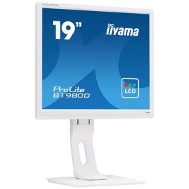   Asztali monitor, Iiyama Prolite monitor, TN, 19", 1280x1024, 5:4, 250cd, 5ms, VGA/DVI, Fehér, pivot, állítható mag., dönthető