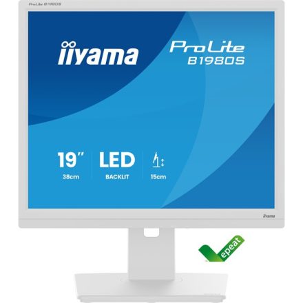 Asztali monitor, iiyama Prolite, TN,  19, B1980S-W1, 1280x1024, 5:4, 250cd, 3ms, HDMI/DP, fehér