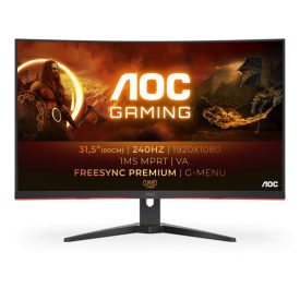   Asztali monitor, AOC Ívelt Gaming 240Hz VA monitor 31.5" C32G2ZE/BK, 1920x1080, 16:9, 300cd/m2, 1ms, 2xHDMI/DisplayPort