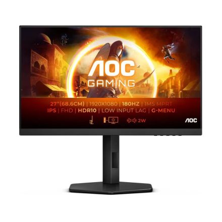Asztali monitor, AOC Gaming 180Hz monitor 27" Q27G4XN, 2560x1440, 16:9, 300cd/m2, 0,5ms, 2xHDMI/DisplayPort, áll. mag. pivot