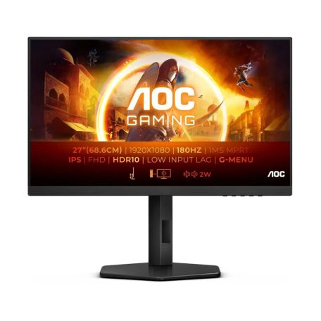 Asztali monitor, AOC Gaming 180Hz monitor 27" Q27G4XN, 2560x1440, 16:9, 300cd/m2, 0,5ms, 2xHDMI/DisplayPort, áll. mag. pivot