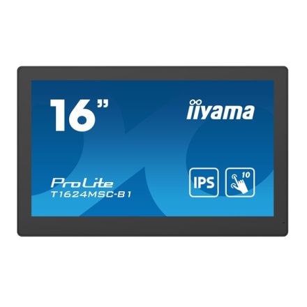 Asztali monitor, Iiyama 24/7 touch monitor, 15,6, 1920x1080, 16:9, 385cd, 28ms, 800:1,/HDMI, T1624MSC