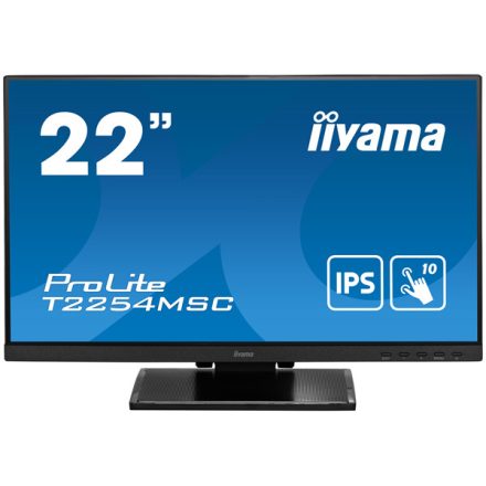 Asztali monitor, Iiyama touch IPS monitor 21.5 T2254MSC-B1AG, 1920x1080, 16:9, 250cd/m2, 4ms, HDMI/DP/HDCP, hangszóró