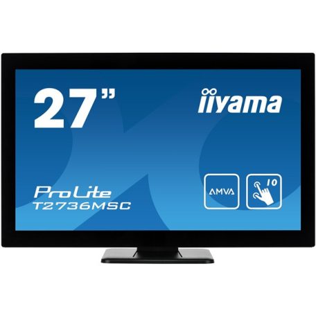 Asztali monitor, Iiyama touch AMVA monitor 27" T2736MSC-B1, 1920x1080, 16:9, 300cd/m2, 4ms, VGA/HDMI/DP/HDCP/4xUSB, hangszóró