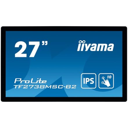 Asztali monitor, Iiyama 16/7 touch IPS monitor 27 TF2738MSC-B2, 1920x1080, 16:9, 500cd/m2, 5ms, DVI/HDMI/DP/HDCP, Pivot, hangszóró