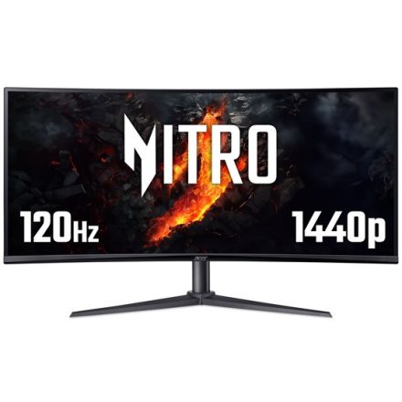Asztali monitor, Acer 34 Nitro XZ340CUJ0BMIIPHX ZeroFrame Adaptive-Sync - VA - 120Hz - Fekete