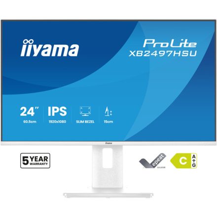 Asztali monitor, iiyama Prolite IPS, 23,8&quot, 1920 x 1080, 16:9, 350cd, 4ms, 1500:1 HDMI/DP/USBx4, XB2497HSU-W1