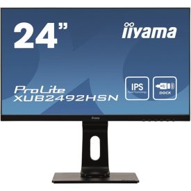   Asztali monitor, Iiyama Prolite monitor, IPS, 24", 1920x1080, 16:9, 250cd, 4ms, VGA/HDMI/DP/USB, Hangszóró,pivot, állítható mag.,dönthető