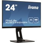 Asztali monitor, Iiyama Prolite monitor, IPS, 24", 1920x1080, 16:9, 250cd, 4ms, VGA/HDMI/DP/USB, Hangszóró,pivot, állítható mag.,dönthető